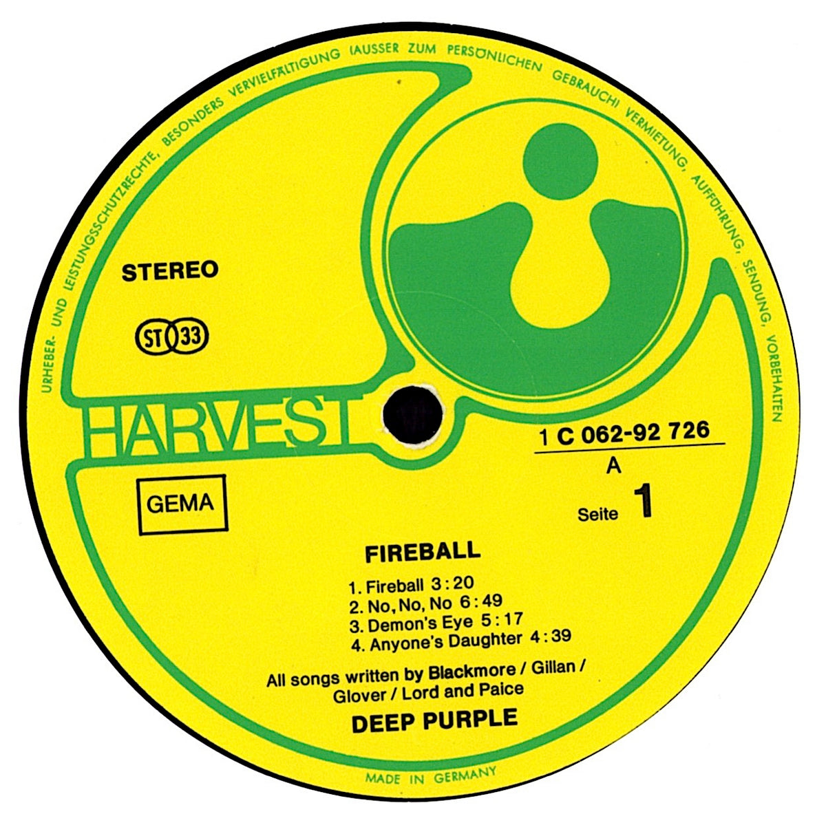 Deep Purple - Fireball Vinyl LP Kopie