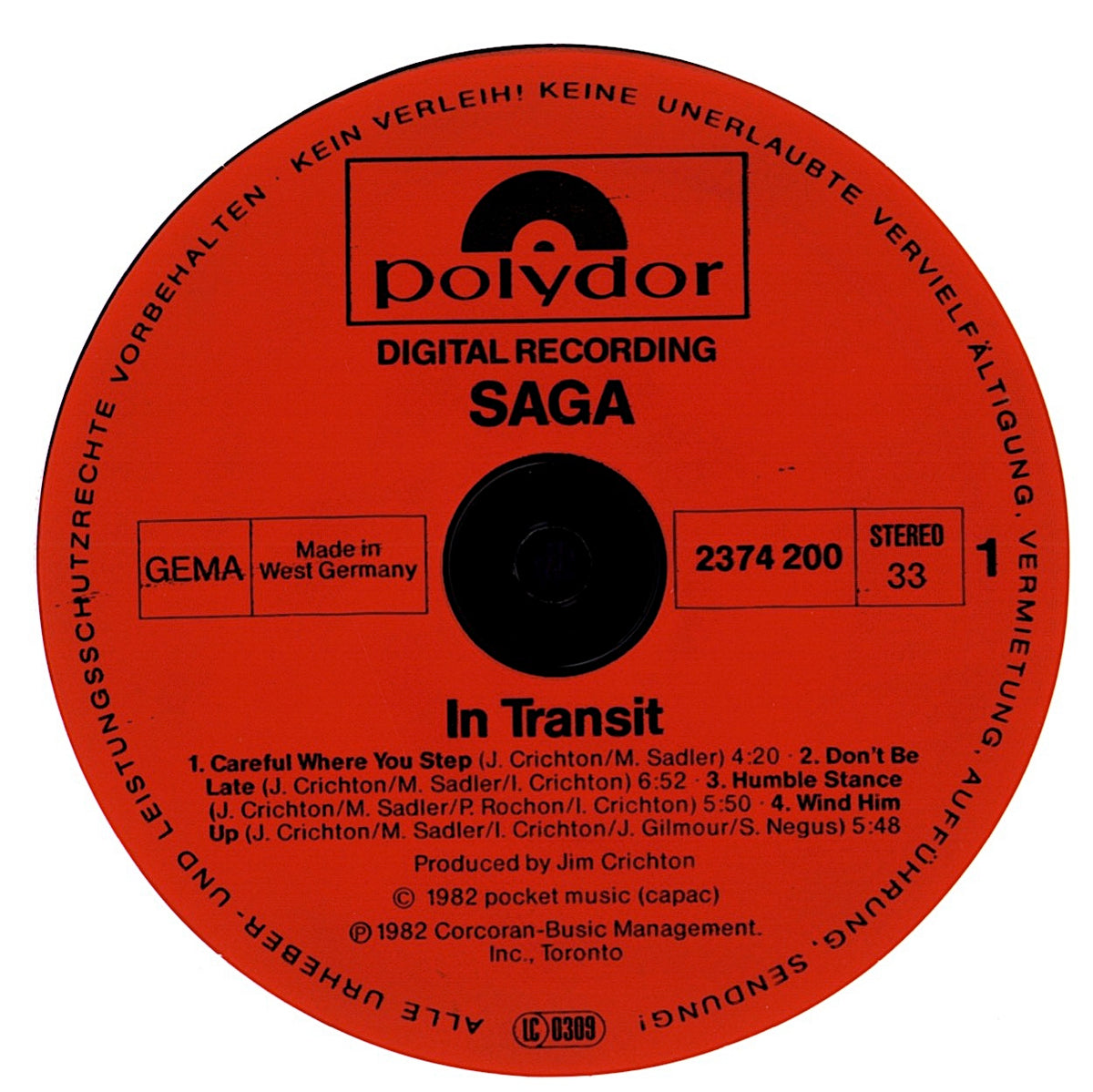 Saga – Saga Vinyl LP | DE Reissue | 1987 Kopie