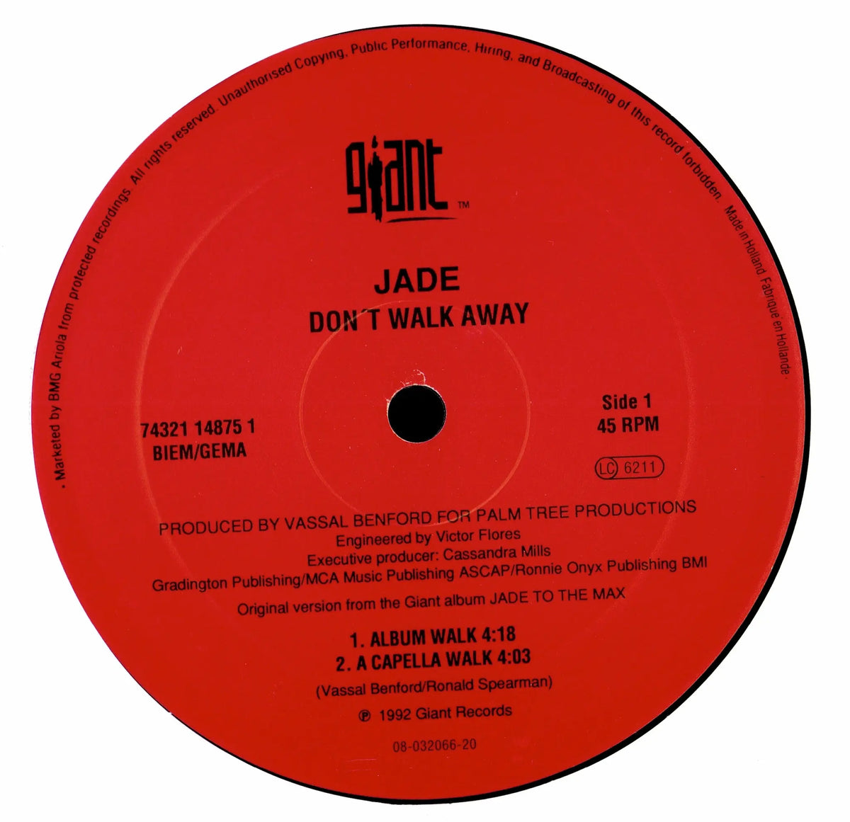 Jade - Don't Walk Away (Vinyl 12" | European Pressing | 1992)