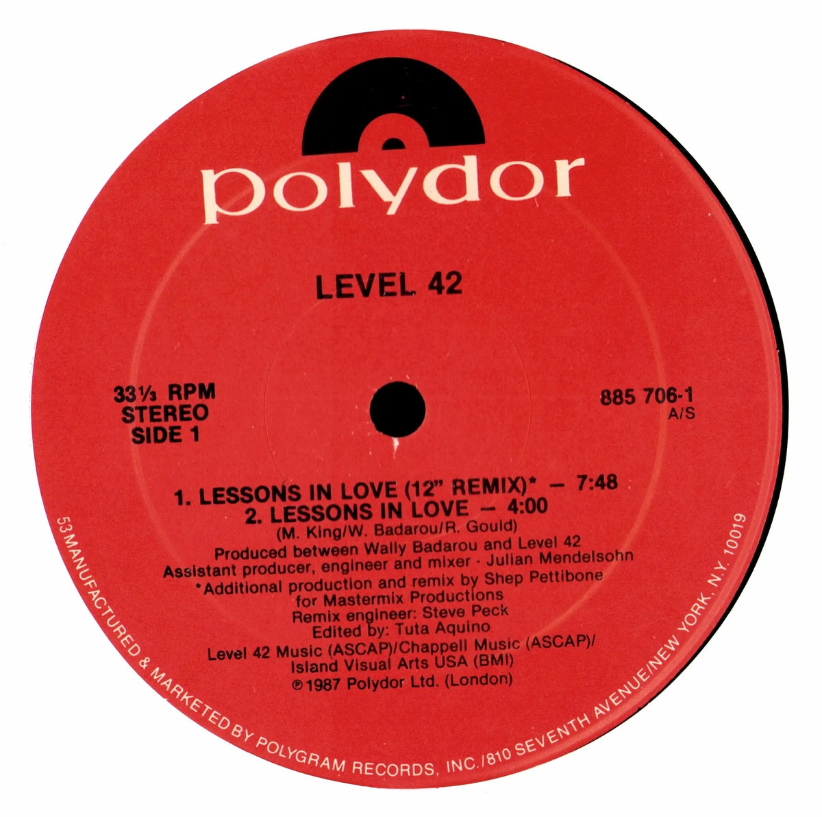 Level 42 - Lessons In Love (Vinyl 12" Single | US Pressing | 1987)