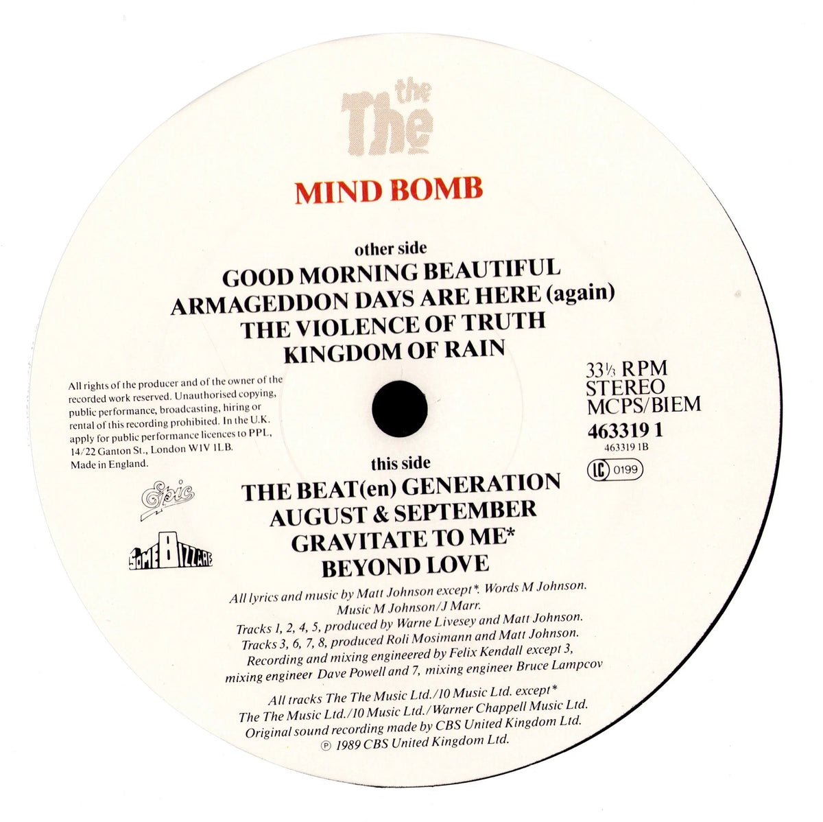The The – Mind Bomb Vinyl LP | UK | 1989