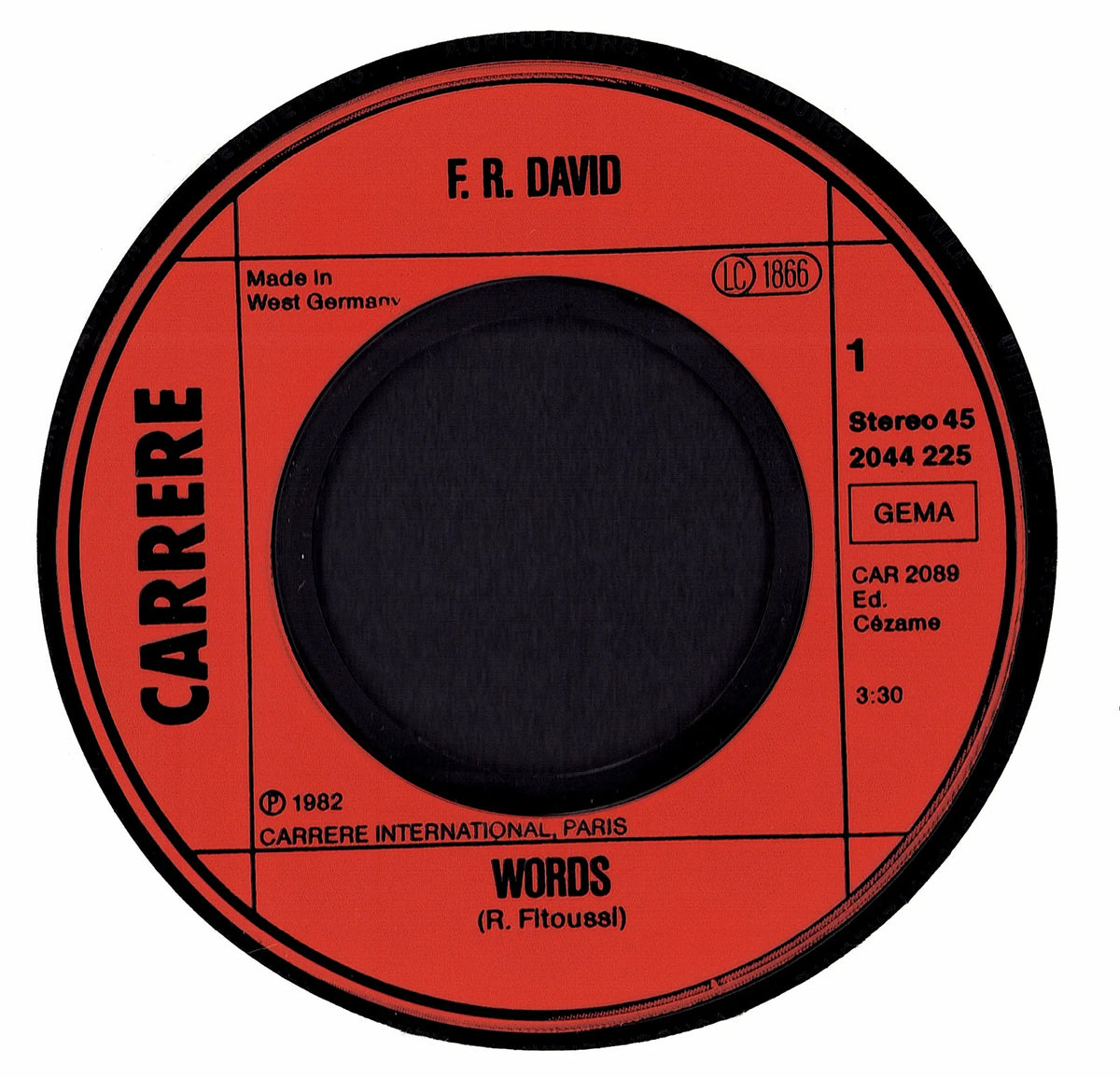 F.R. David - Words (7" Vinyl Single | 1982)