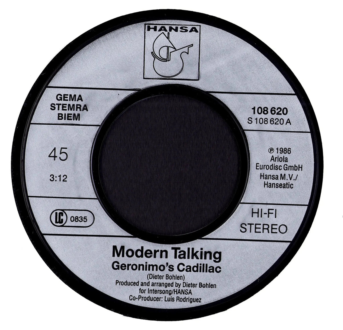 Modern Talking - Geronimo's Cadillac (7" Vinyl Single | 1985)