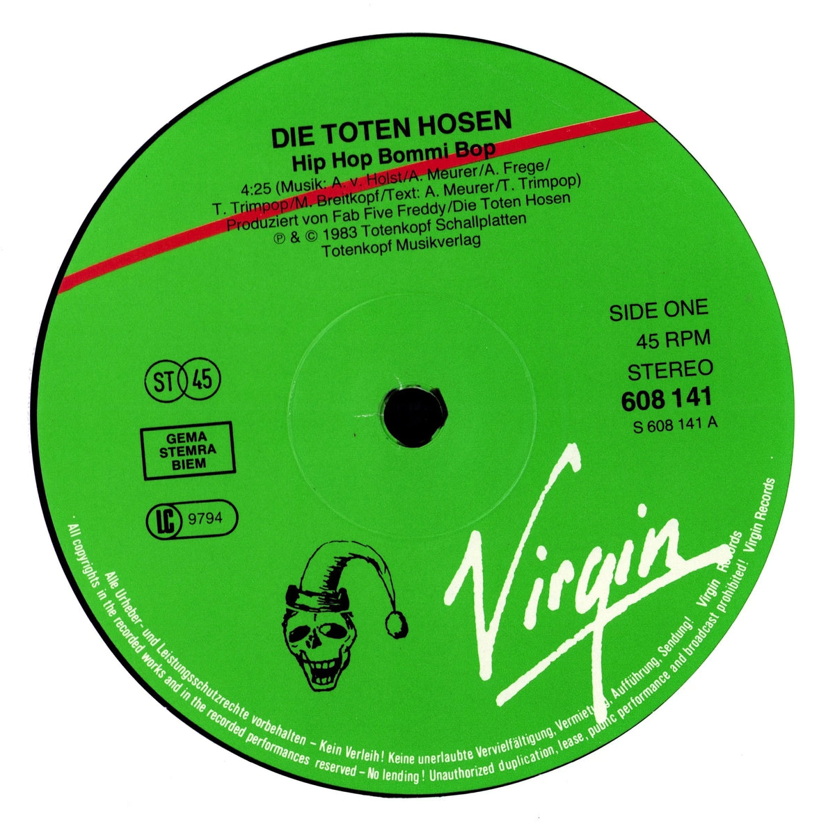 The Increadible T. H. Scratchers Starring: Freddy Love - Hip-Hop-Bommi-Bop Vinyl 12" Single | EU Reissue | 1986 | VG+/VG+