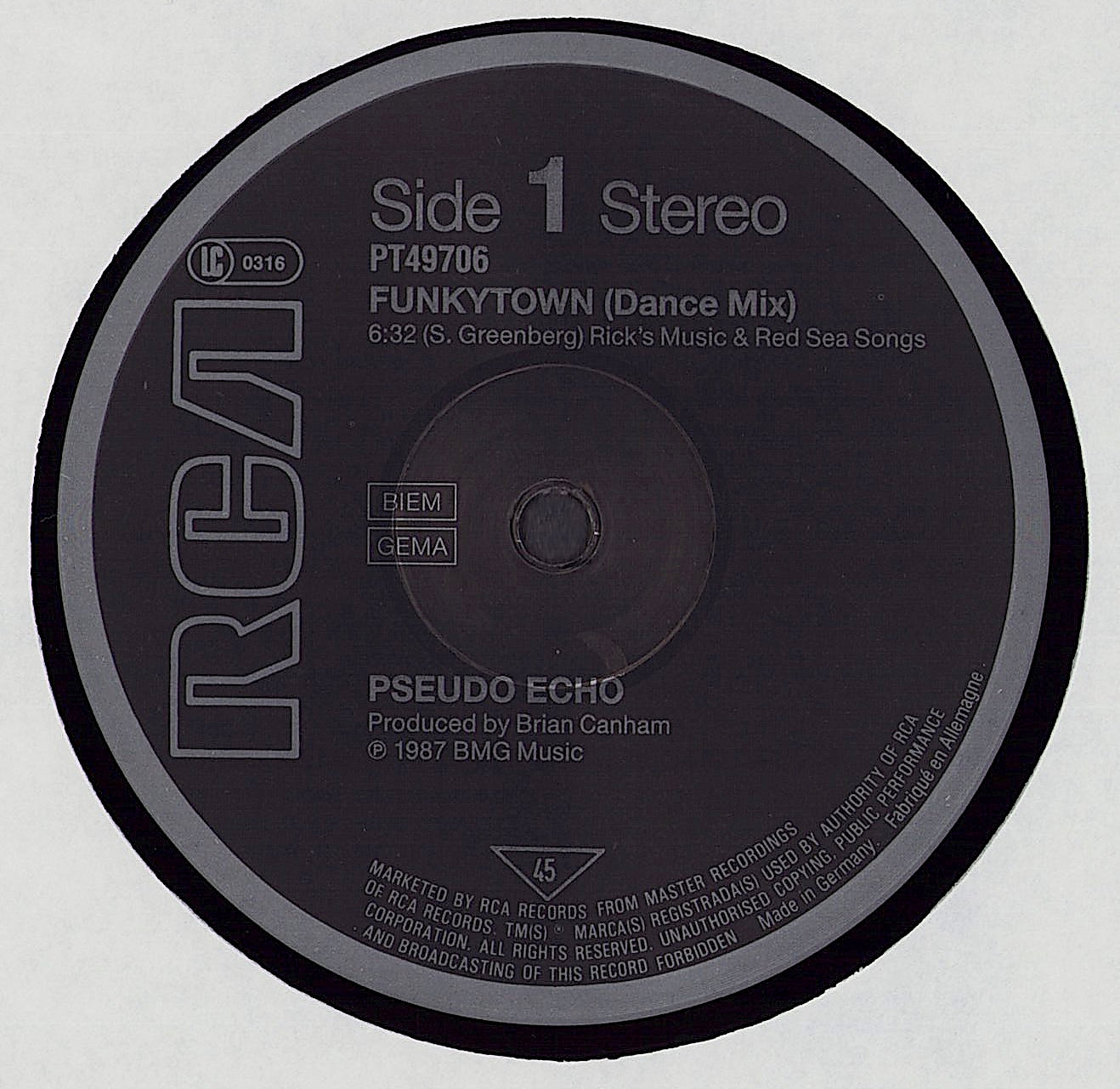 Pseudo Echo - Funky Town Vinyl 12"