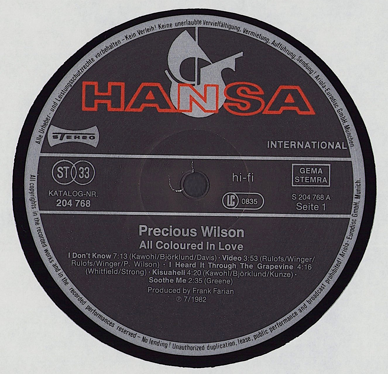 Precious Wilson - All Coloured In Love Vinyl LP