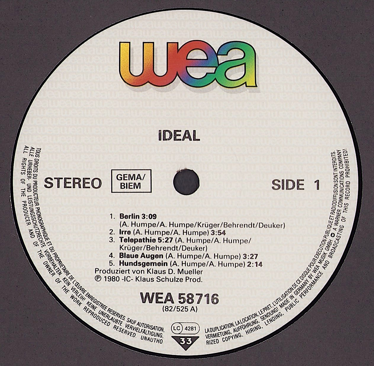 Ideal - Ideal Vinyl LP