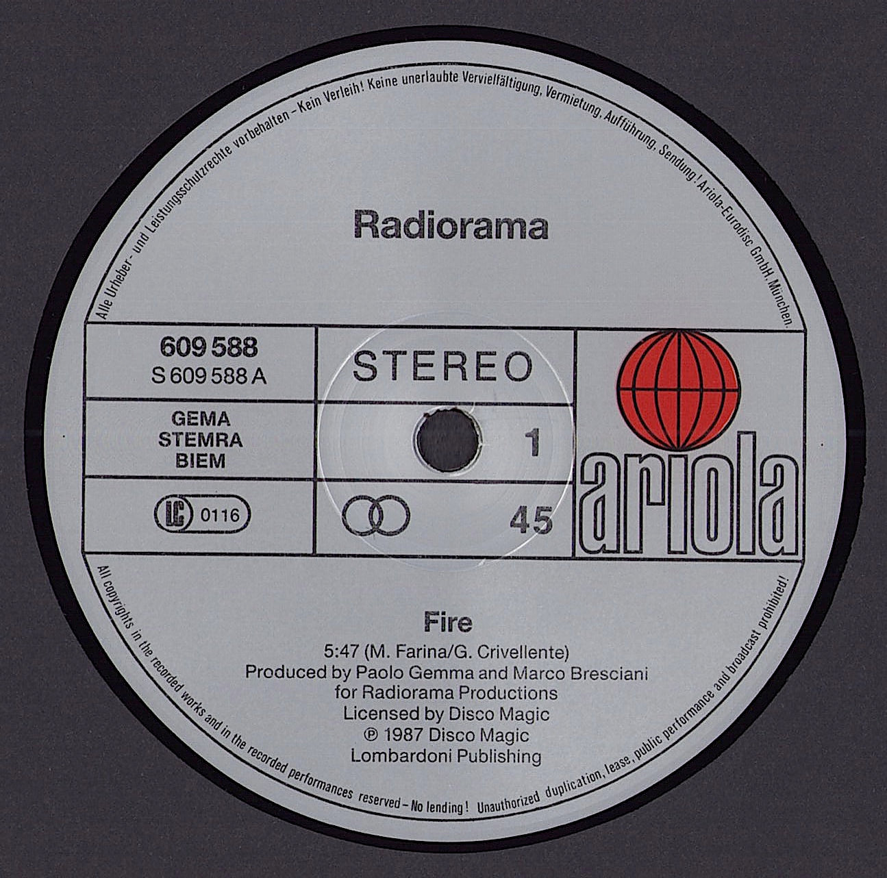 Radiorama - Fire Vinyl 12" Maxi-Single