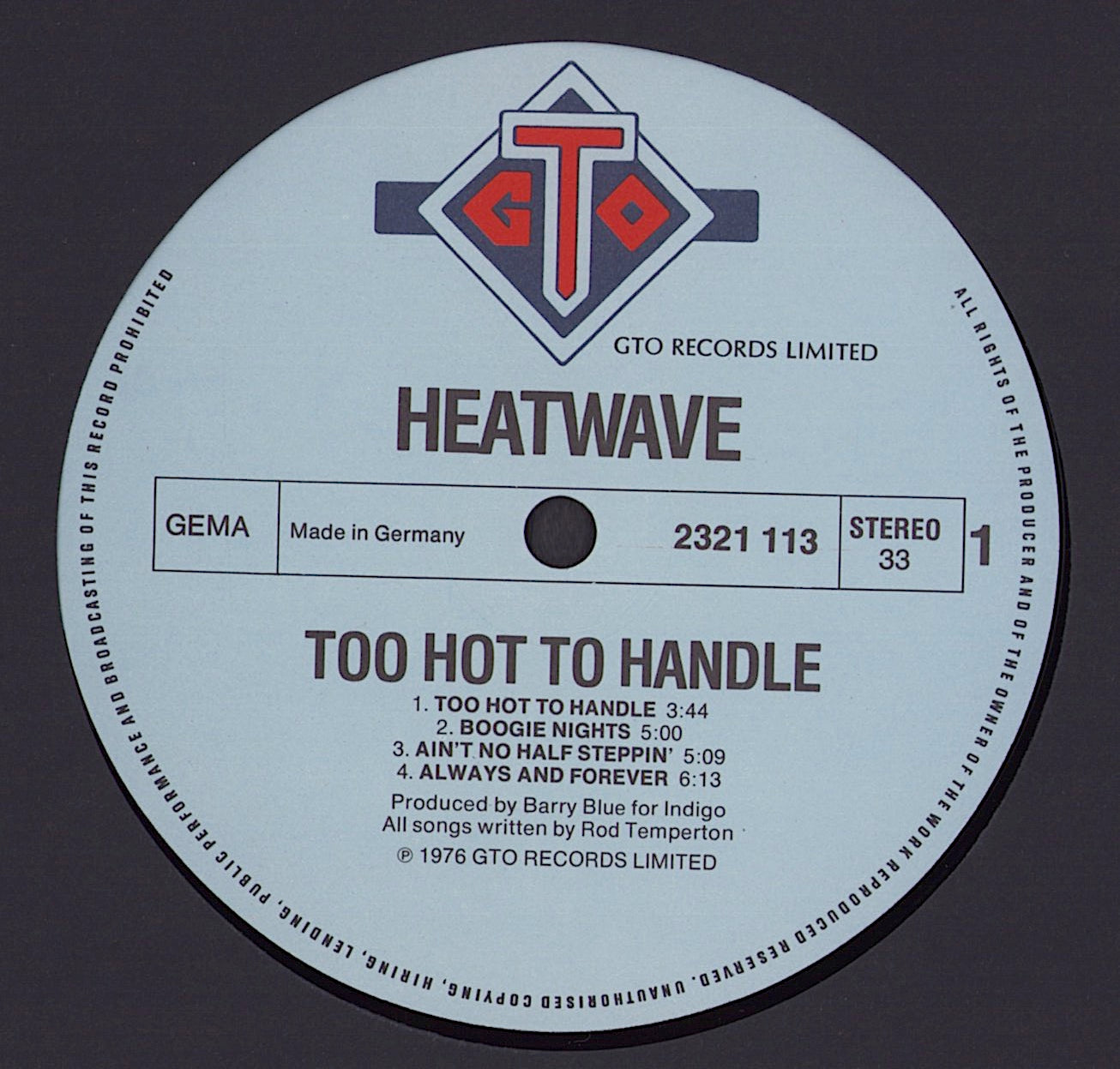 Heatwave - Too Hot To Handle Vinyl LP