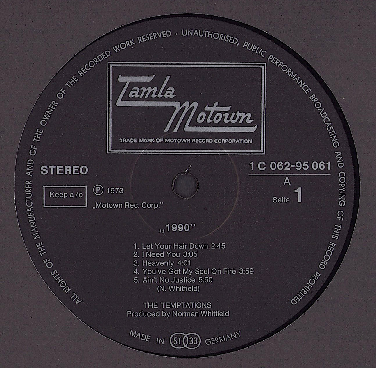 The Temptations - 1990 Vinyl LP