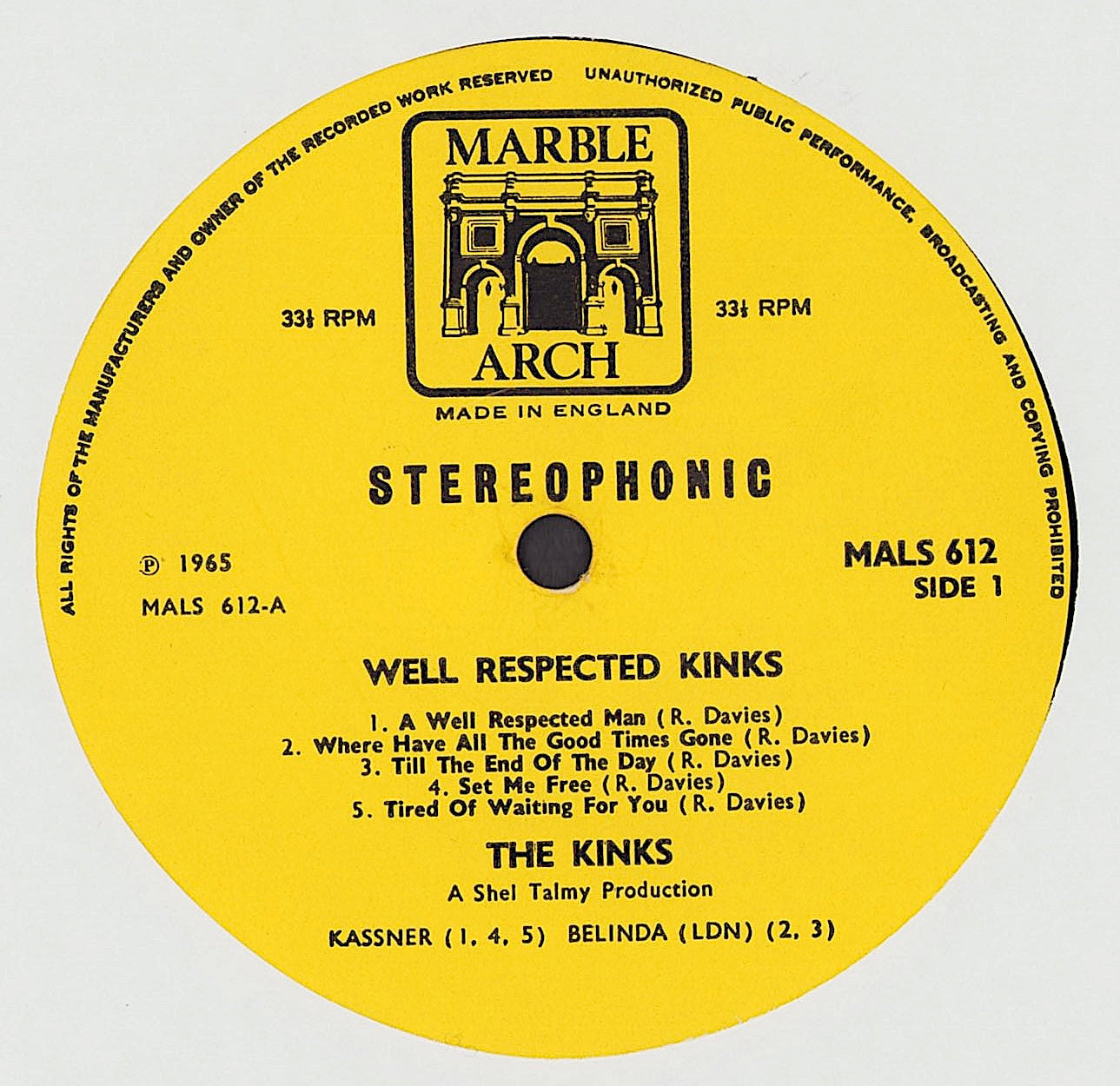 The Kinks - Well Respected Kinks VInyl LP