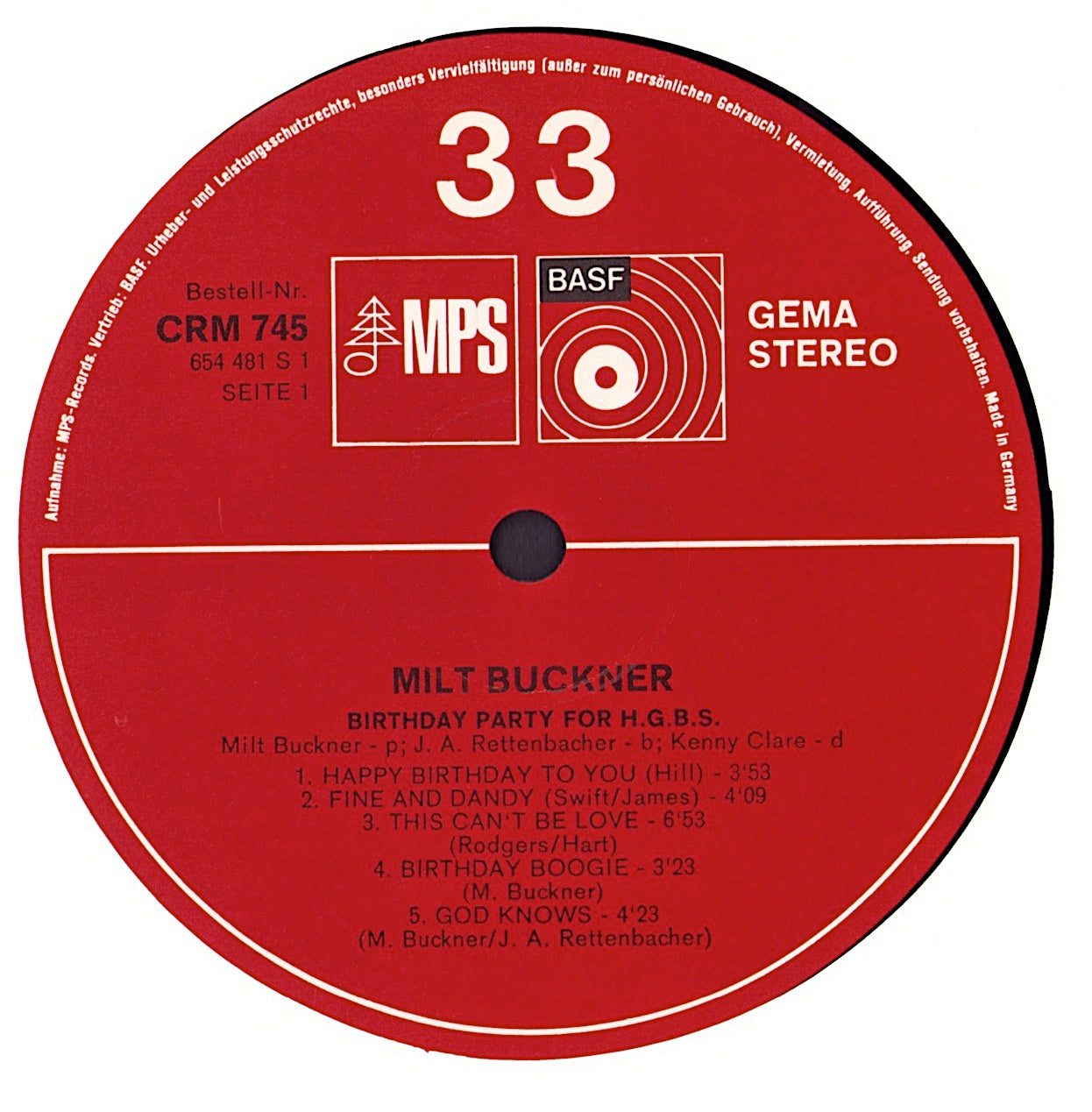 Milt Buckner - Birthday Party For H.G.B.S.