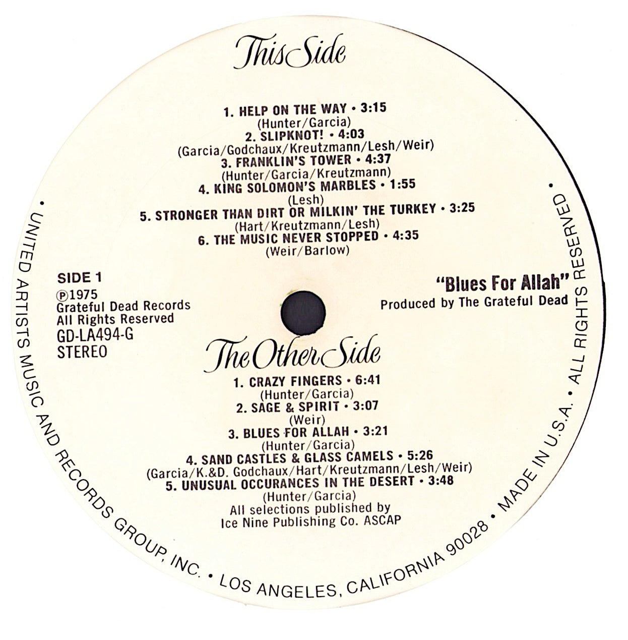 Grateful Dead - Blues For Allah Vinyl LP US