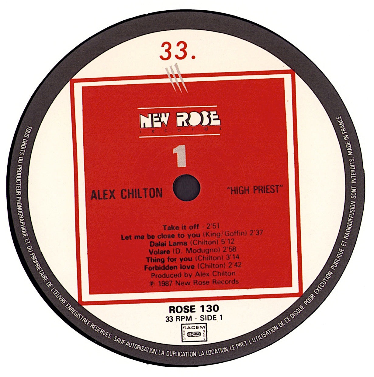 Alex Chilton - High Priest Vinyl LP