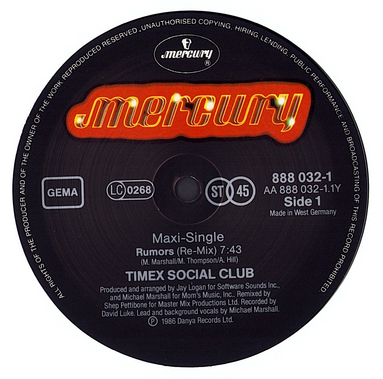 Timex Social Club – Rumors Original Version Vinyl 12" Maxi-Single