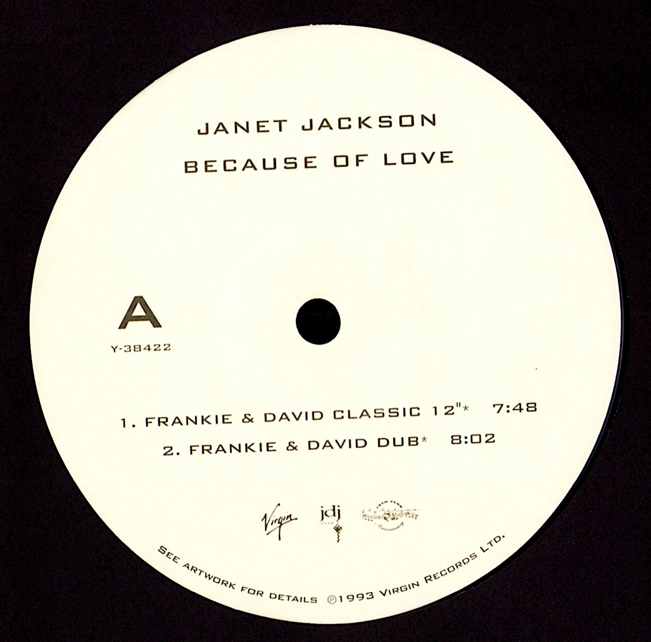 Janet Jackson – Because Of Love Vinyl 12" | US Original | 1994