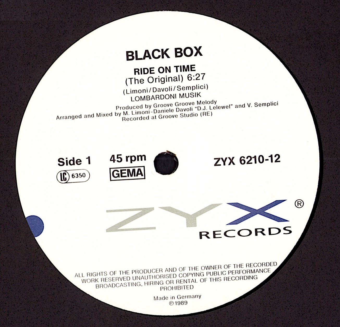 Black Box – Ride On Time Remix Vinyl 12" Kopie