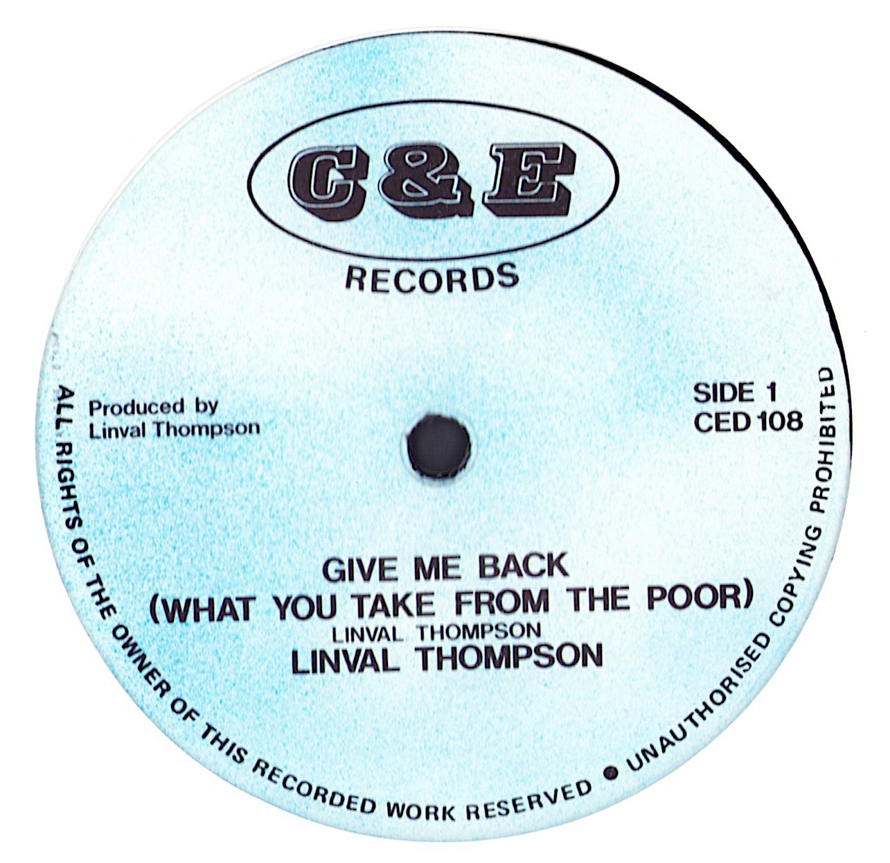 Linval Thompson - Give Me Back What You Take From The Poor / Fatty Bum Bum Vinyl 12" Maxi-Single