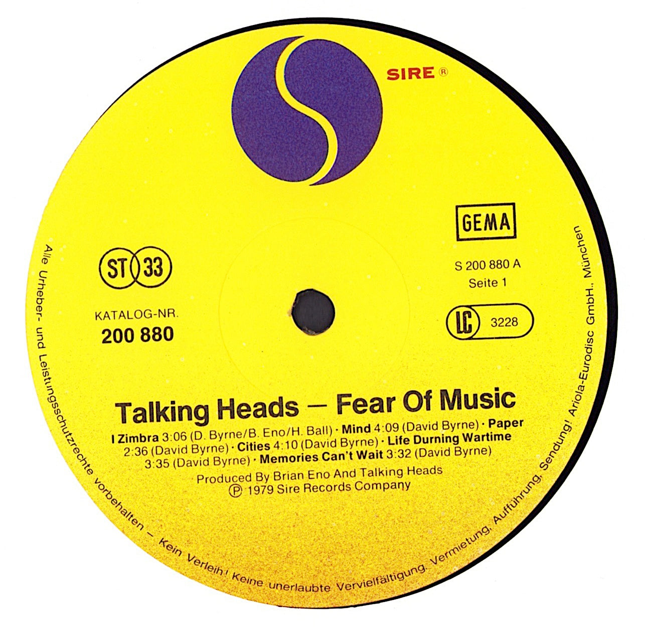 Talking Heads - Fear Of Music Vinyl LP