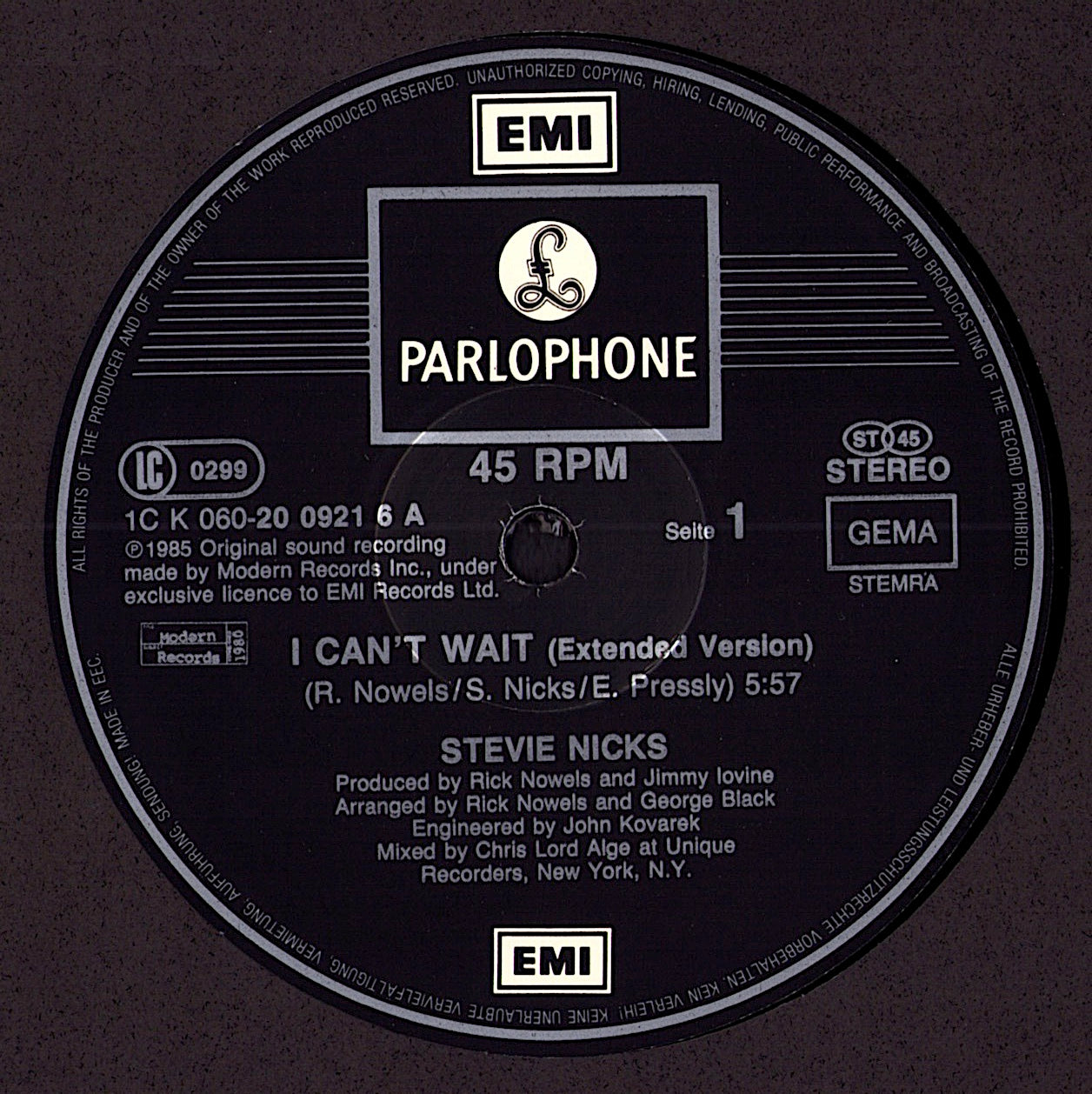 Stevie Nicks - I Can't Wait Vinyl 12" Kopie