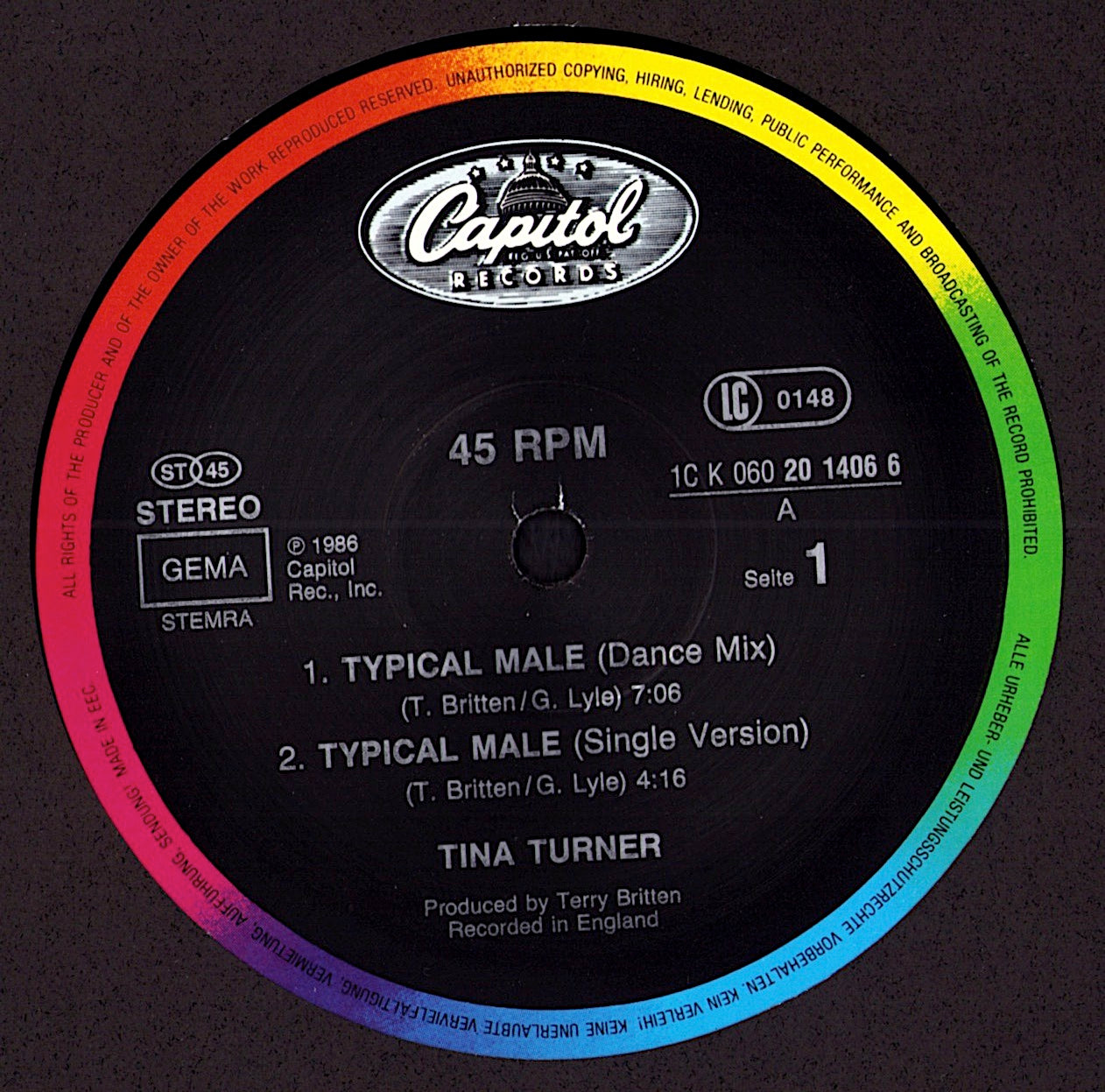 Tina Turner – Typical Male Dance Mix Vinyl 12" Maxi-Single | EU Original | 1986