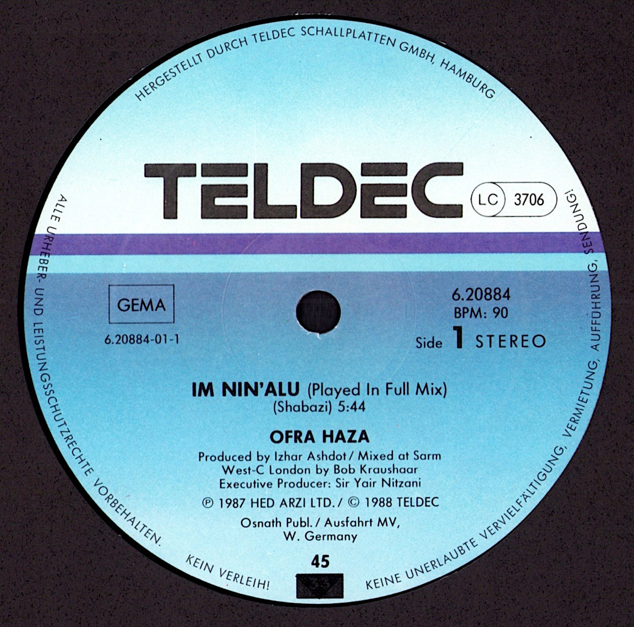 Ofra Haza – Im Nin'Alu Vinyl 12" Maxi-Single | DE Original | 1988