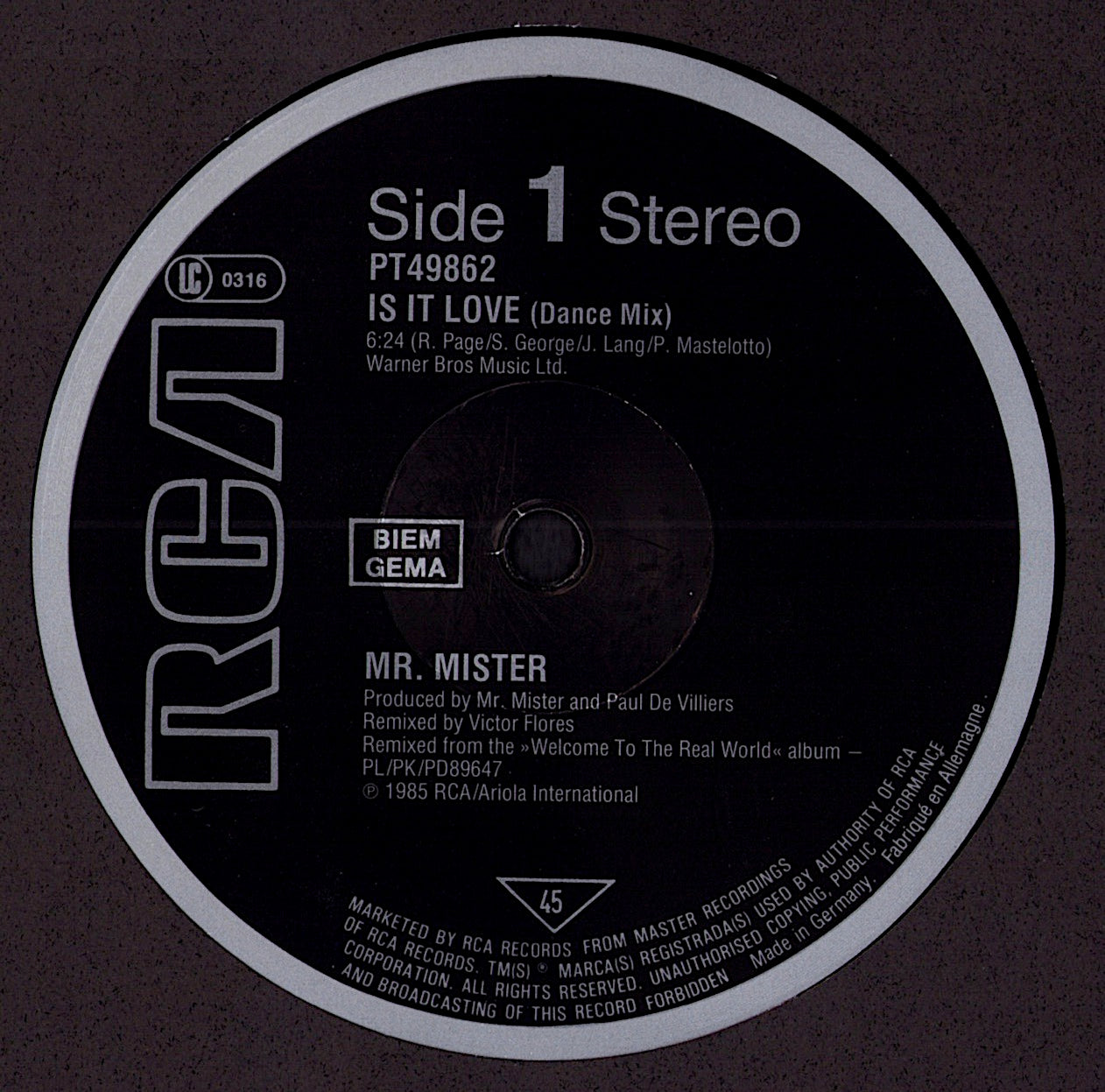 Mr. Mister – Is It Love Vinyl 12" Maxi-Single | EU Original | 1986