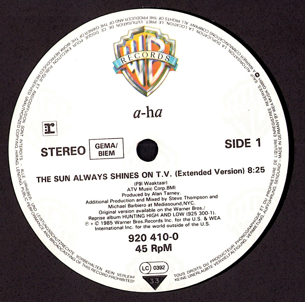 a-ha – The Sun Always Shines On T.V. Vinyl 12" Maxi-Single | EU Original | 1985
