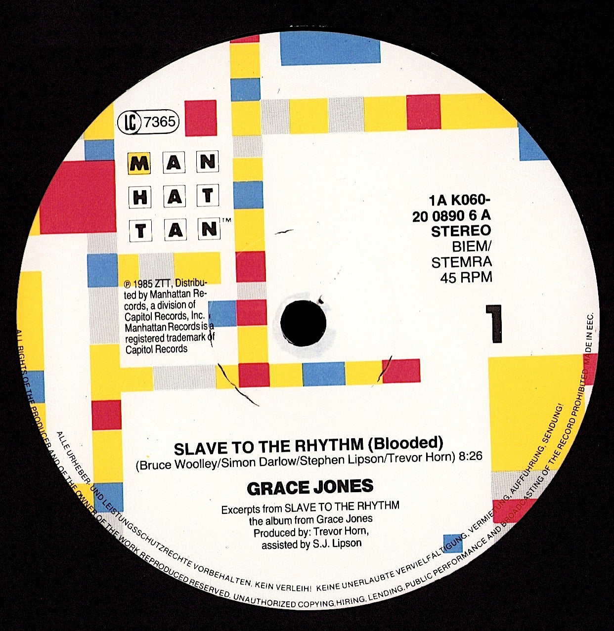 Grace Jones – Slave To The Rhythm Blooded / Jones The Rhythm Vinyl 12" | EU Original | 1985