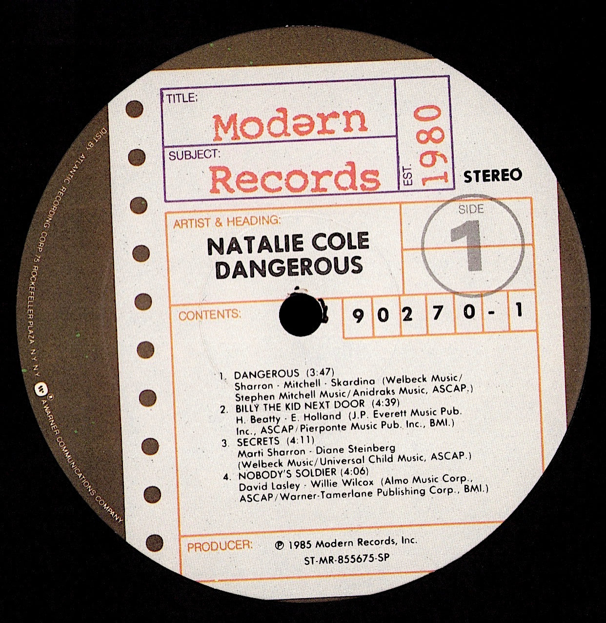 Natalie Cole – Dangerous Vinyl LP | Canada Original | 1985