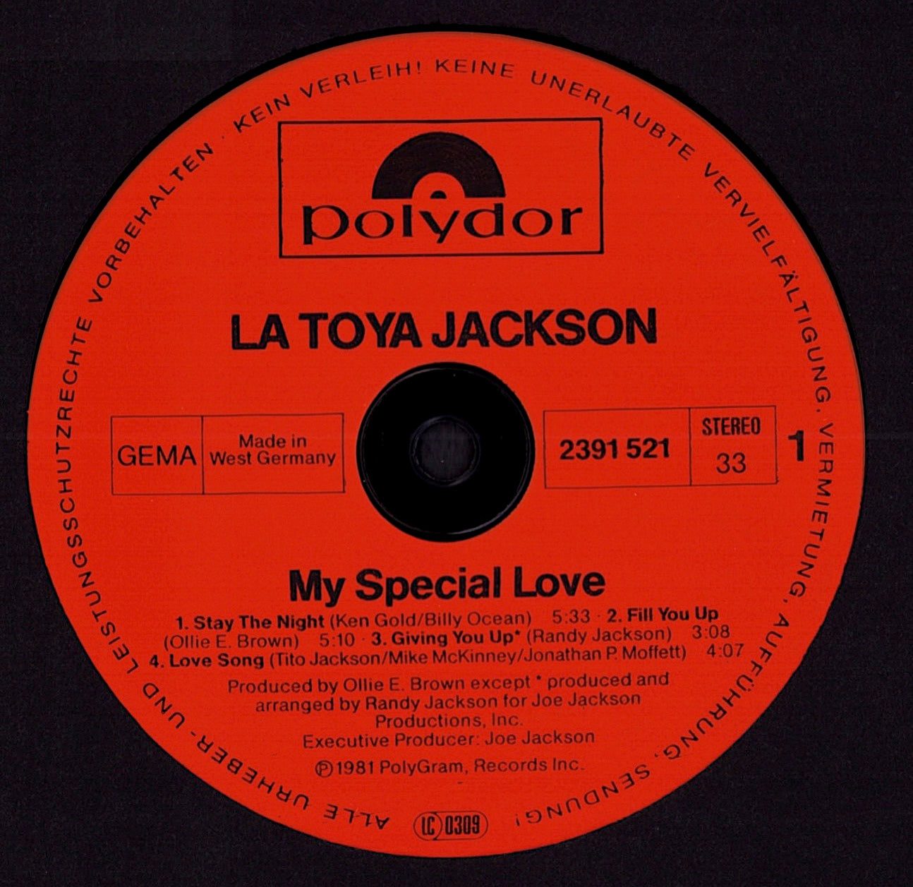 La Toya Jackson – My Special Love Vinyl LP | DE Original | 1981