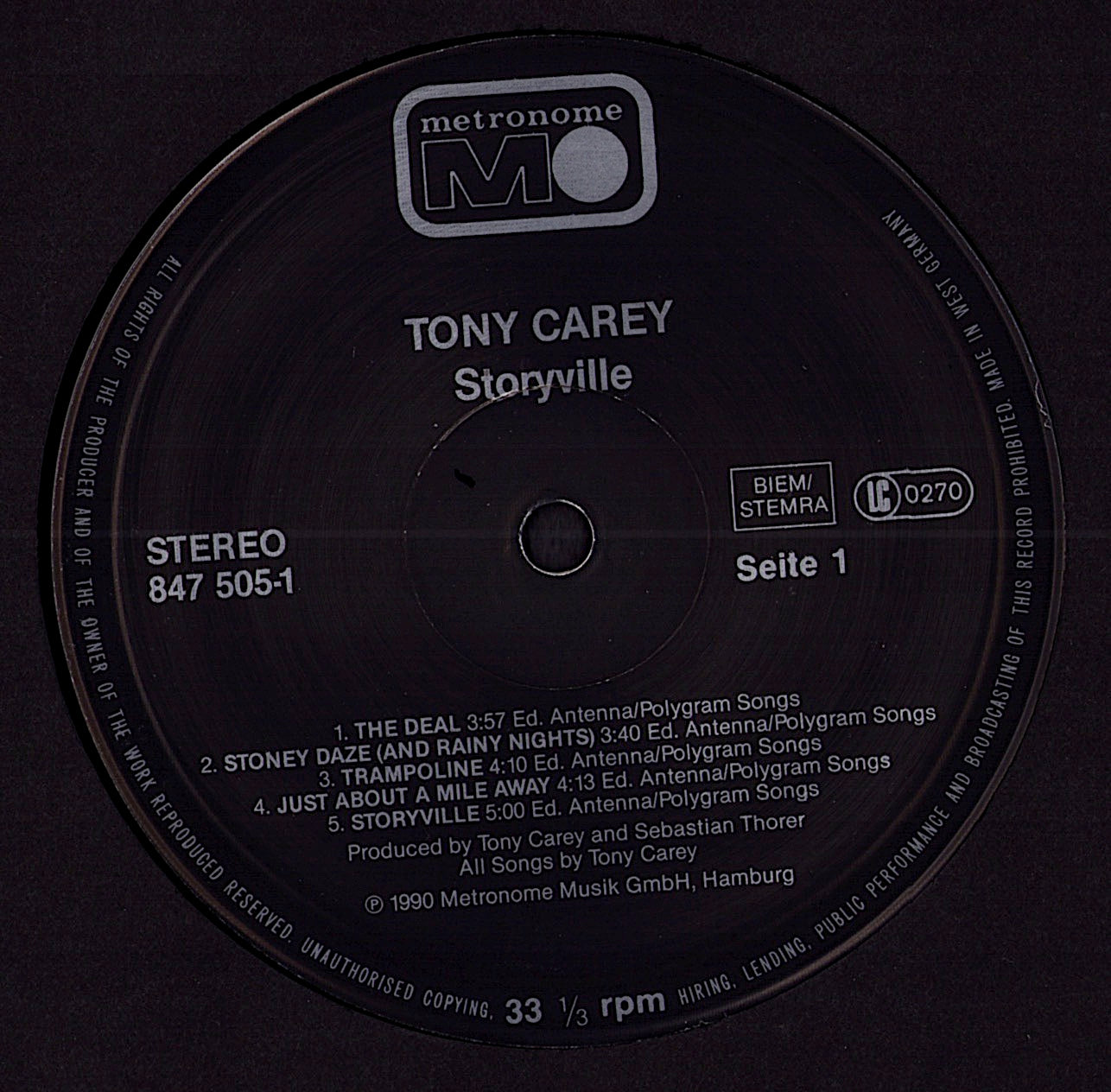 Tony Carey - Storyville Vinyl LP Kopie