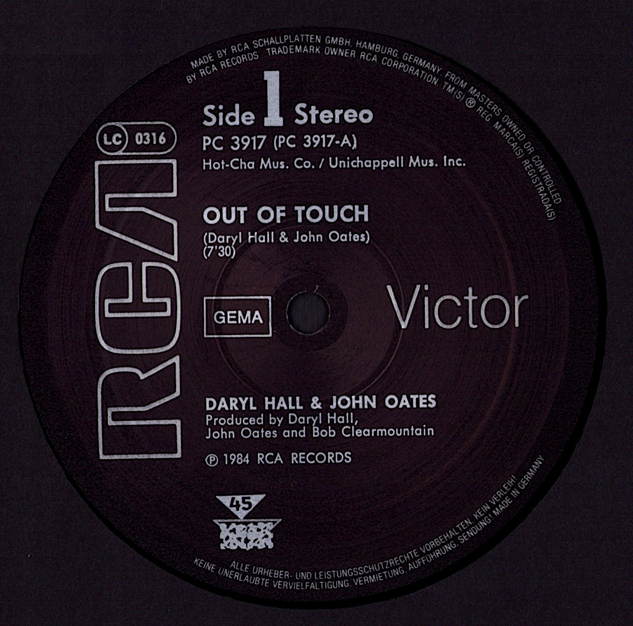 Daryl Hall John Oates - Out Of Touch Vinyl 12" Maxi-Single