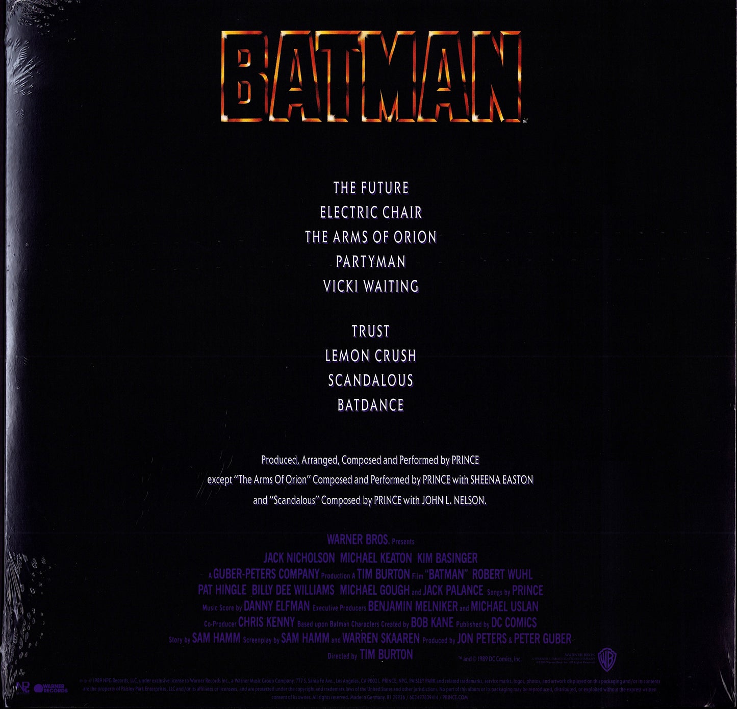 Prince – Batman Motion Picture Soundtrack Vinyl LP, Black Vinyl, EU Reissue, 2023