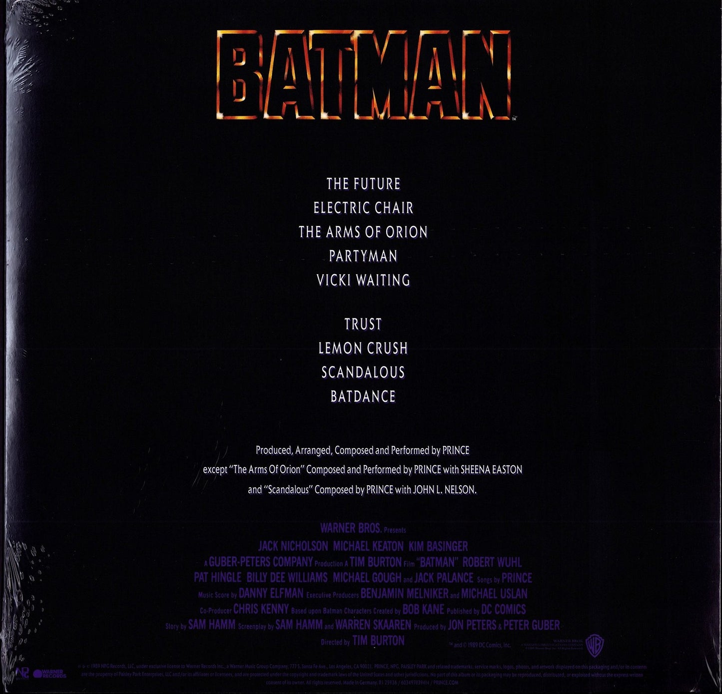 Prince – Batman Motion Picture Soundtrack Vinyl LP, Black Vinyl, EU Reissue, 2023