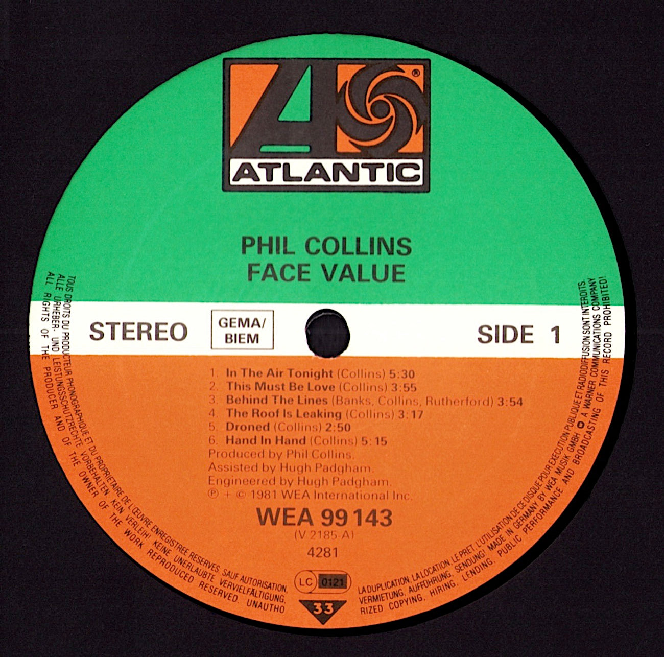Phil Collins - Face Value Vinyl LP Kopie