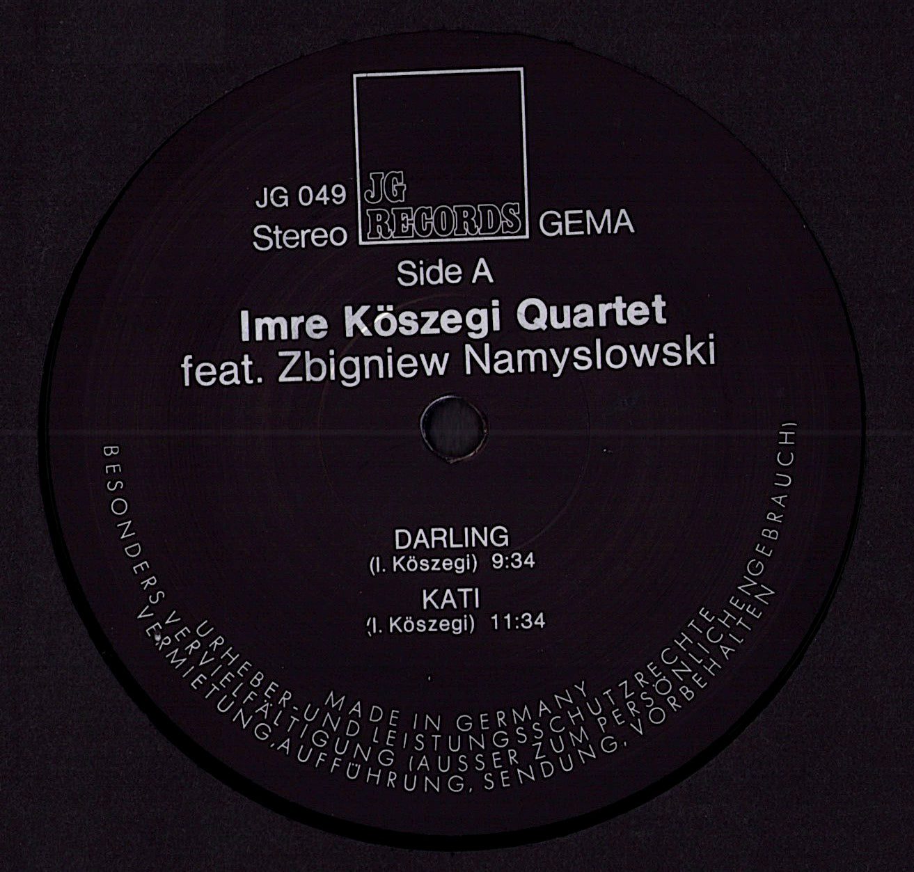 Imre Köszegi Quartet feat. Zbigniew Namysłowski – For Kati Vinyl LP, DE Original