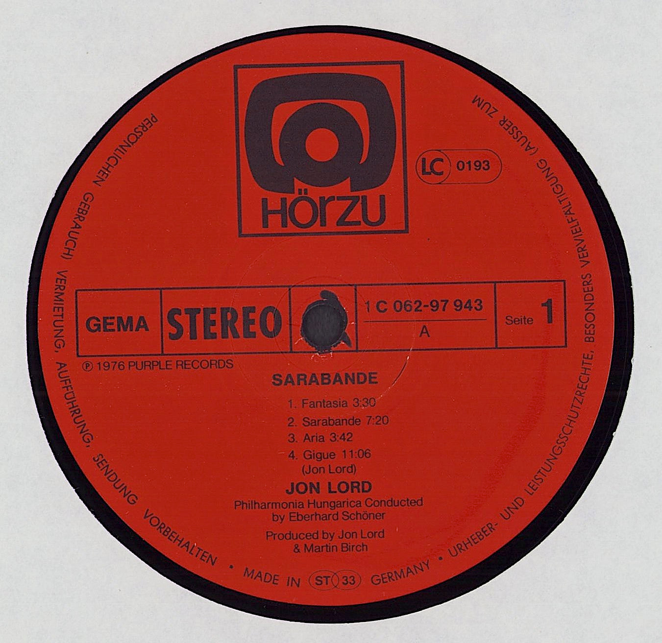 Jon Lord - Sarabande Vinyl LP