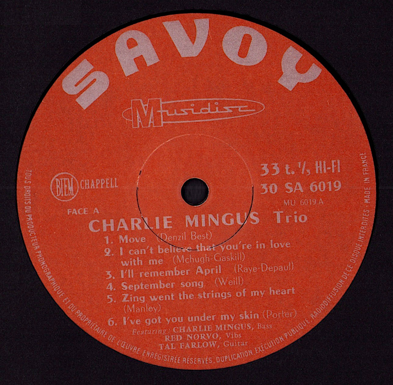 Charles Mingus Trio – With Tal Farlow & Red Norvo (Vinyl LP | FR Reissue | Savoy-Musidisc)
