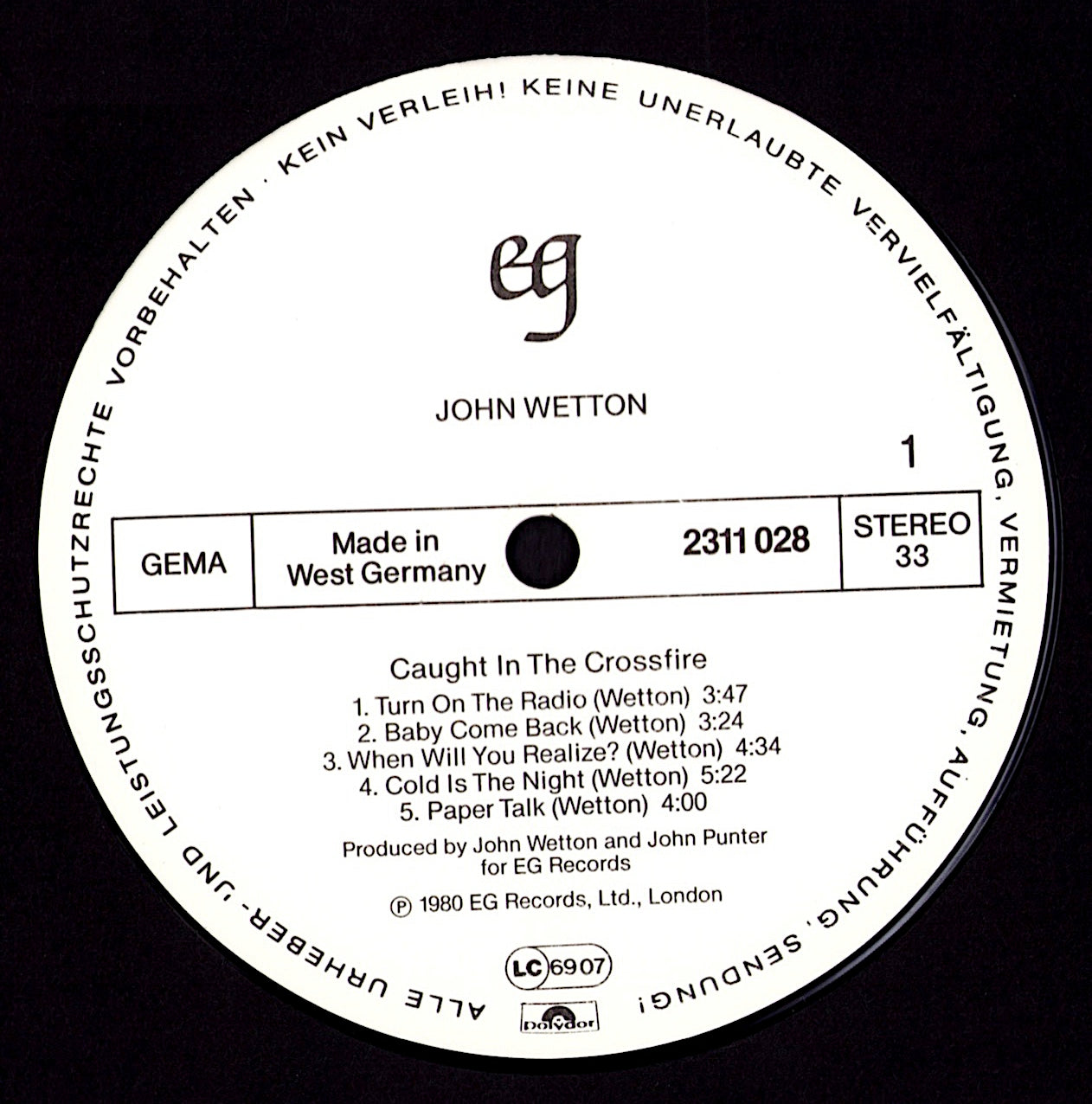 John Wetton – Caught In The Crossfire (Vinyl LP)