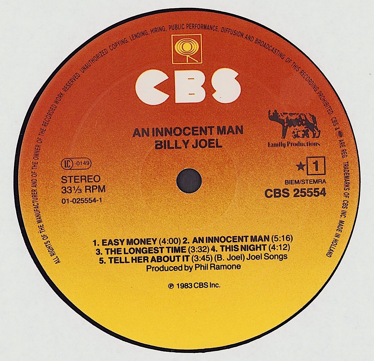 Billy Joel - An Innocent Man Vinyl LP