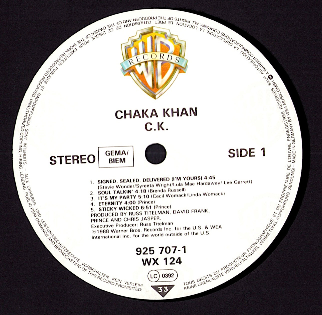 Chaka Khan – CK Vinyl LP | UK & EU Original | 1988