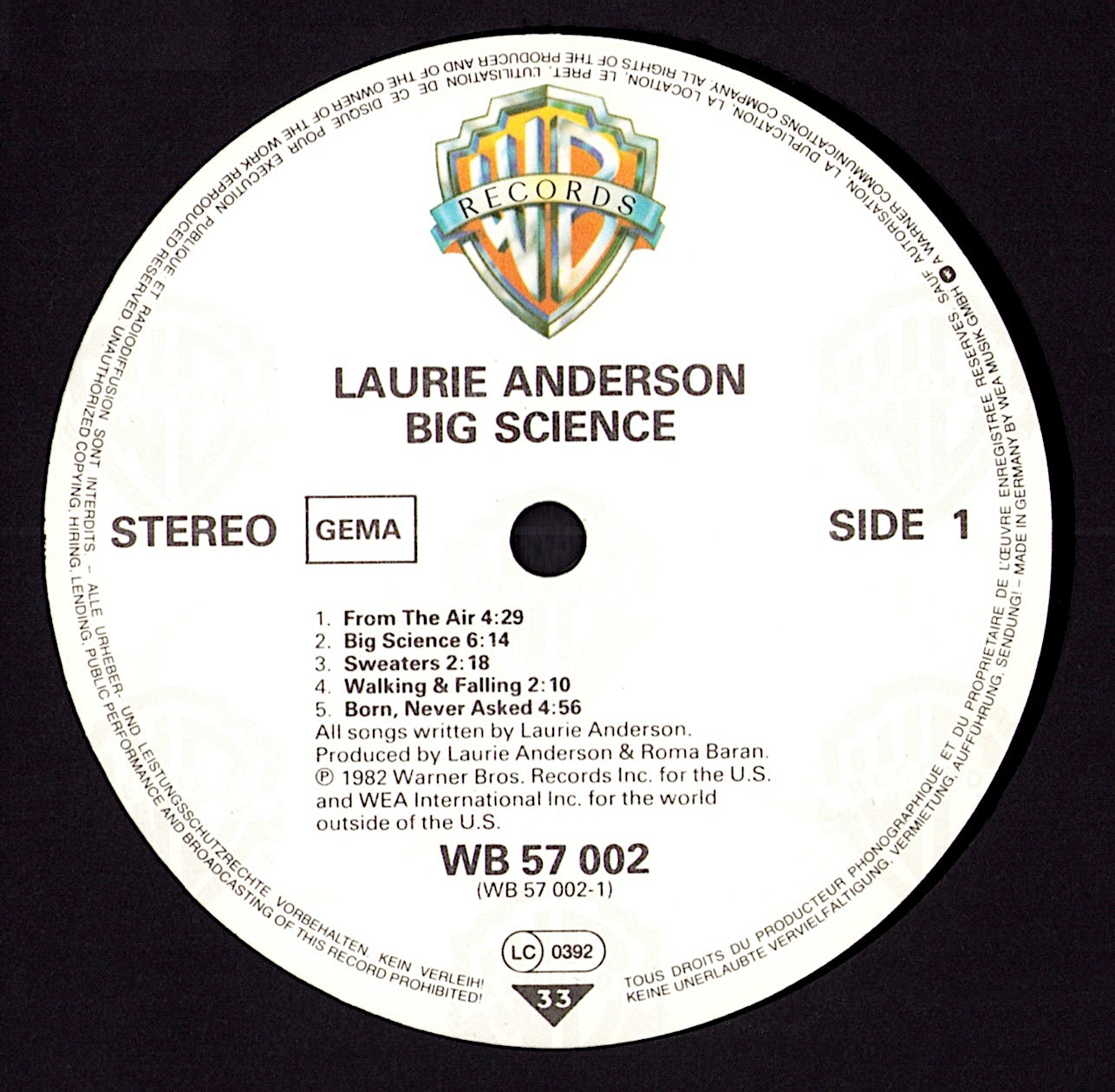 Laurie Anderson – Big Science Vinyl LP | DE Original | 1982