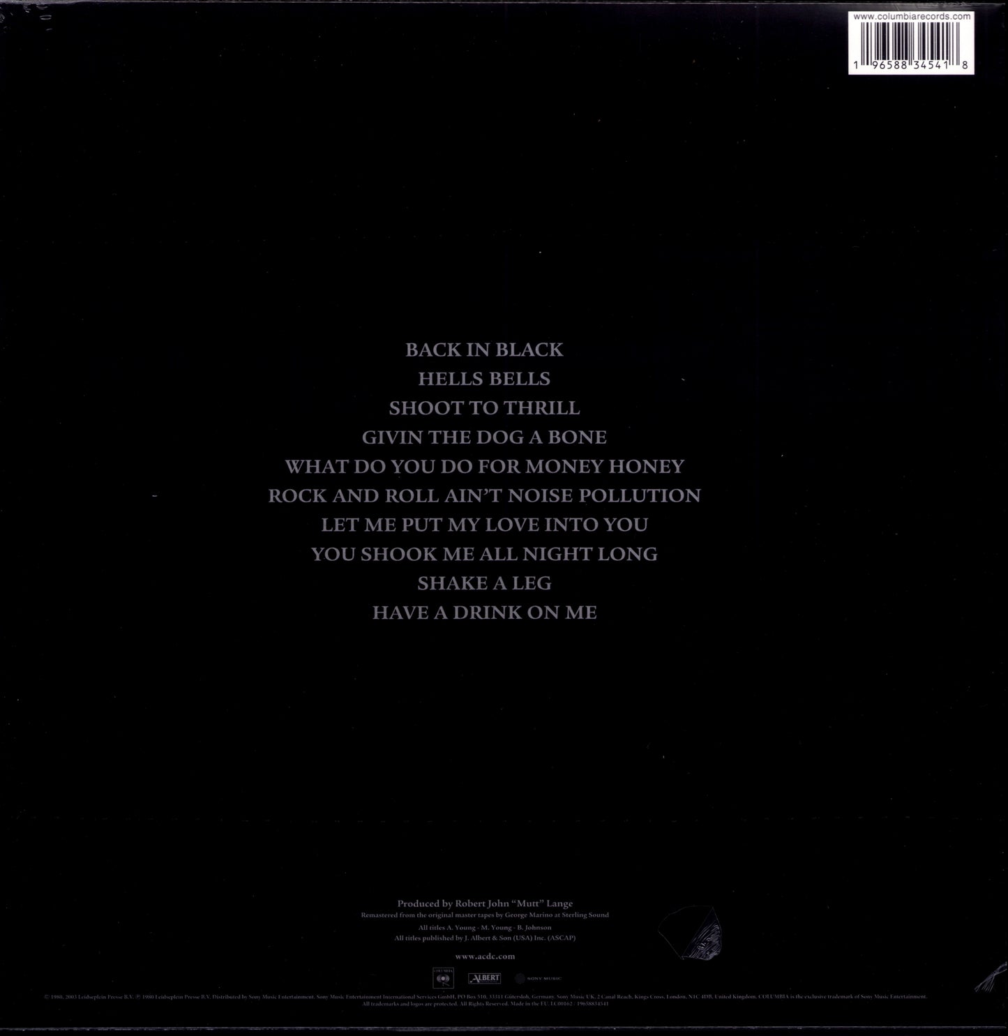 AC/DC – Back In Black Gold Vinyl LP | EU Reissue | 2024