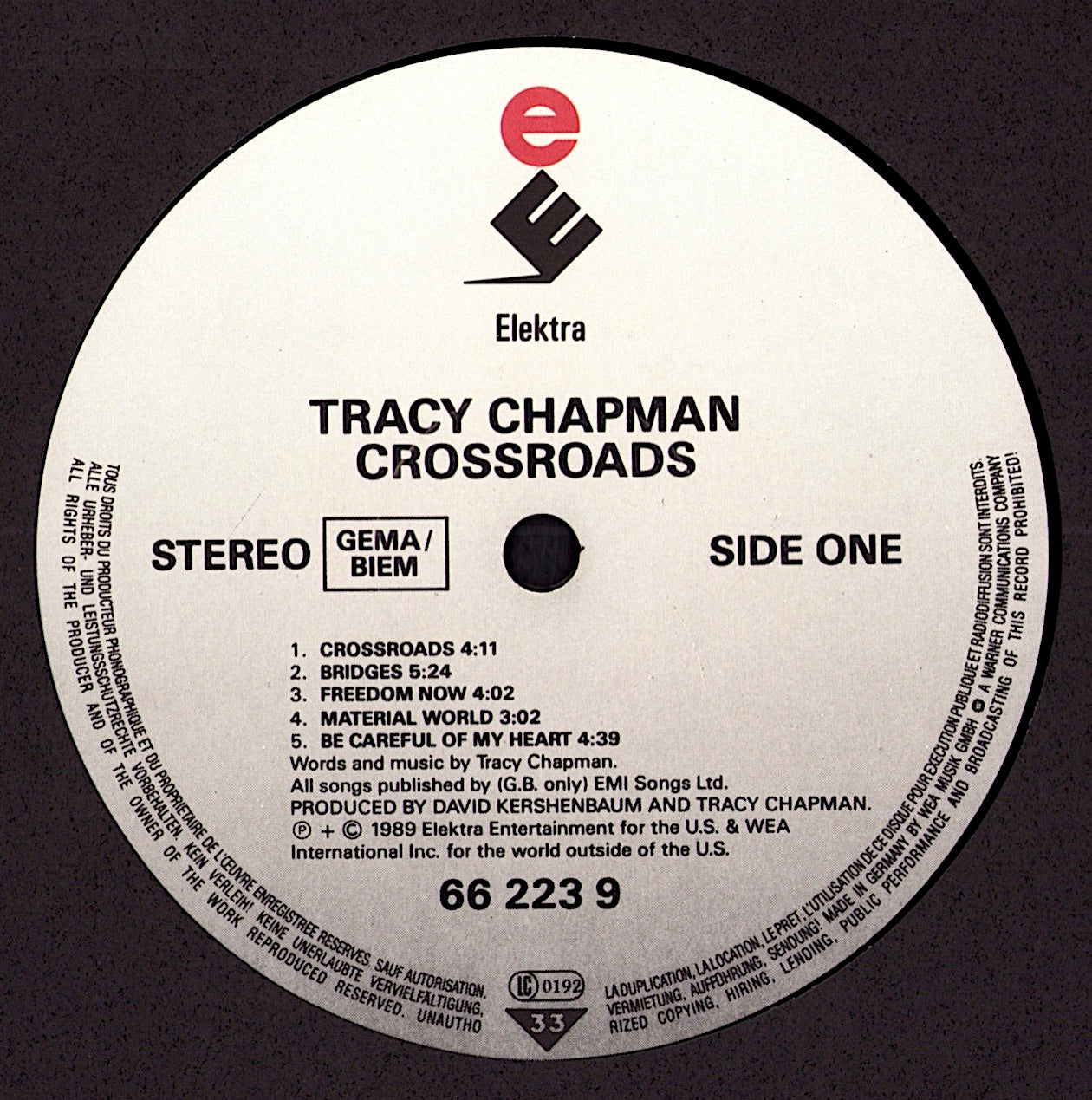 Tracy Chapman – Crossroads Vinyl LP | DE Original | 1989