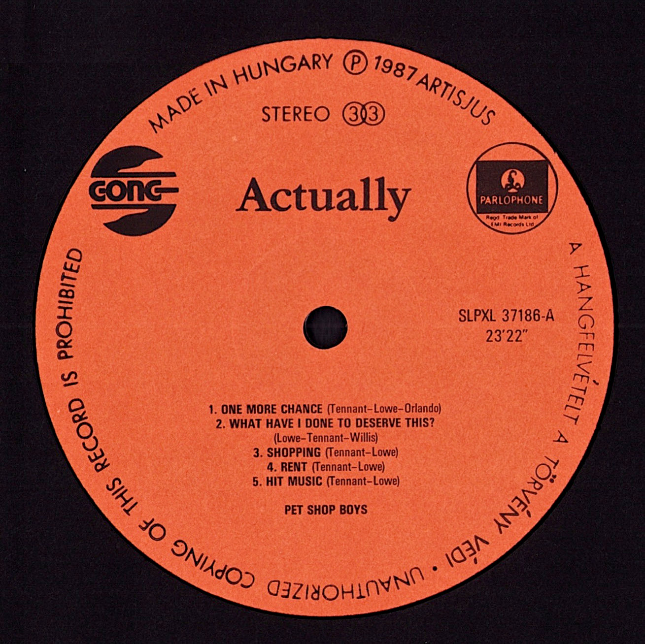 Pet Shop Boys - Actually Vinyl LP Kopie