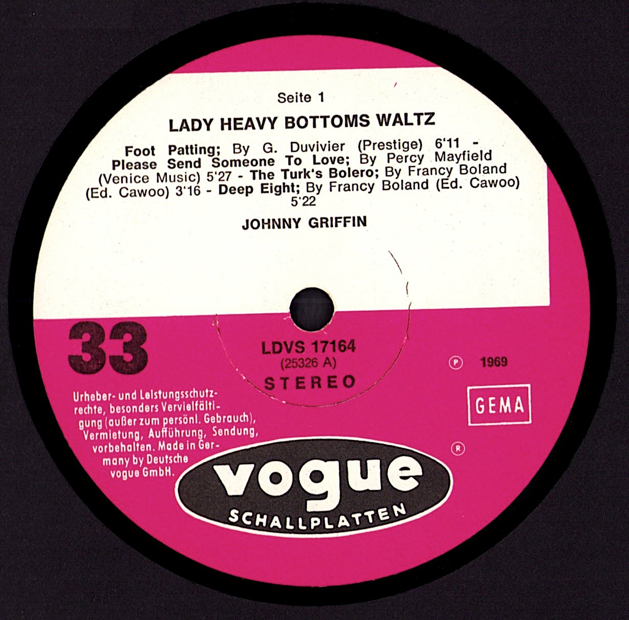 Johnny Griffin – Lady Heavy Bottom's Waltz (Vinyl LP | DE Original | 1969)
