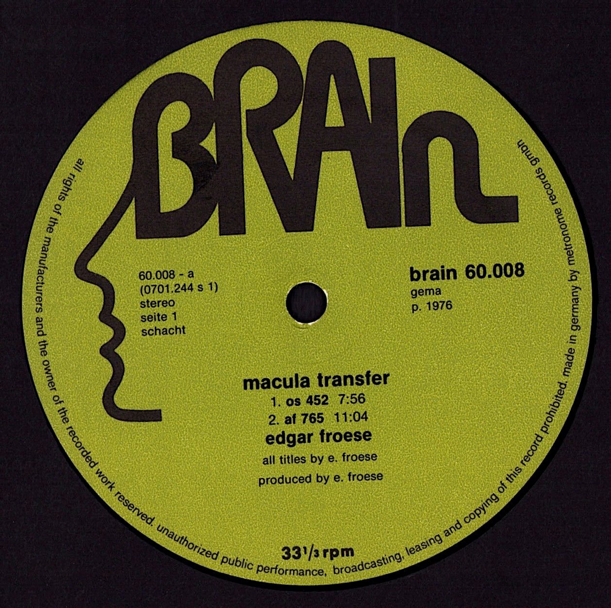 Edgar Froese – Macula Transfer Vinyl LP Kopie