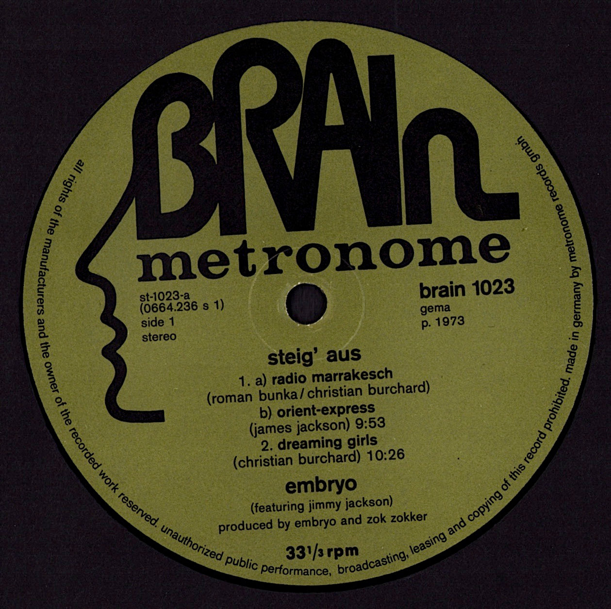 Embryo – Steig'Aus Vinyl LP Kopie