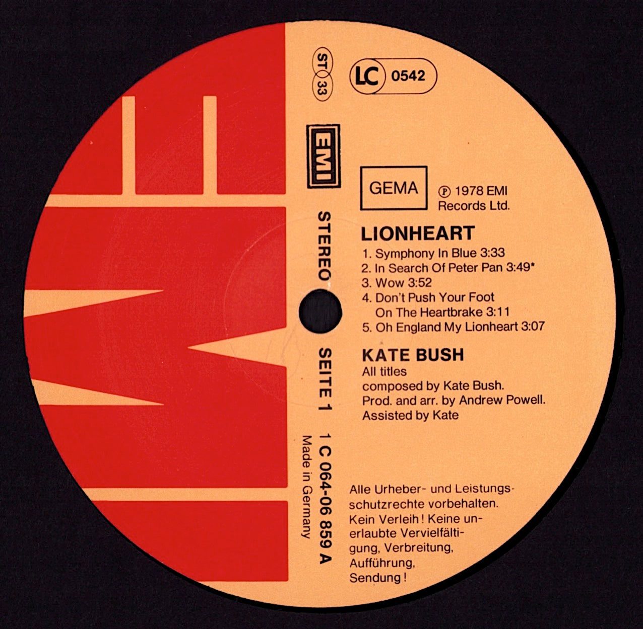 Kate Bush - Lionheart Vinyl LP